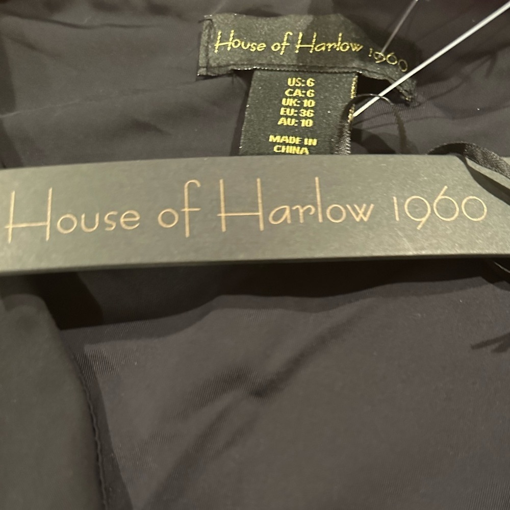 HOUSE OF HARLOW 1960 BLACK STRETCHY BEADED FRINGED SKIRT 6 - Picture 8 of 10